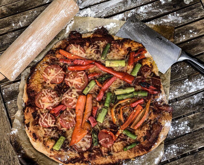 Vegane Pizza vom Grill