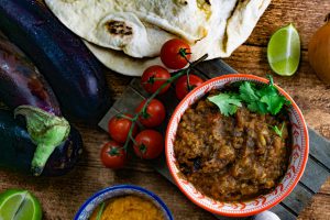 Auberginen Eintopf stew vegan grillnations Rezept