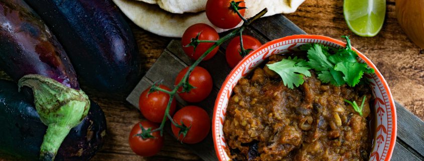 Auberginen Eintopf stew vegan grillnations Rezept